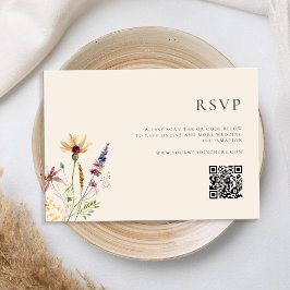 Minimalistische Boho Wildflower Bloemen Bruiloft RSVP Kaartje