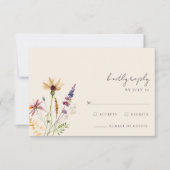 Minimalistische Boho Wildflower Bloemen Bruiloft RSVP Kaartje (Voorkant)