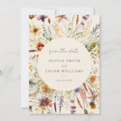 Minimalistische Boho Wildflower Bloemen Bruiloft Save The Date (Voorkant)