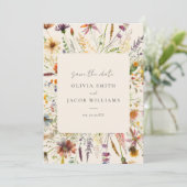 Minimalistische Boho Wildflower Bloemen Bruiloft Save The Date (Staand voorkant)