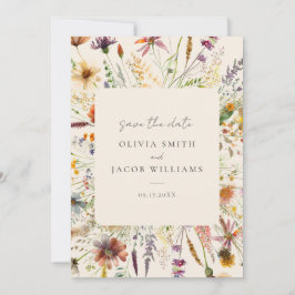 Minimalistische Boho Wildflower Bloemen Bruiloft Save The Date