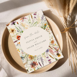 Minimalistische Boho Wildflower Bloemen Bruiloft Save The Date