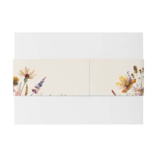 Minimalistische Boho Wildflower Bloemen Bruiloft Uitnodigingen Wikkel (Achterkant Voorbeeld)