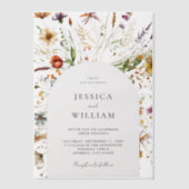 Minimalistische Boho Wildflower Bloemen Bruiloft Vellum Uitnodigingen (Voorkant)