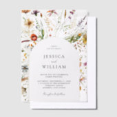 Minimalistische Boho Wildflower Bloemen Bruiloft Vellum Uitnodigingen (Offset)