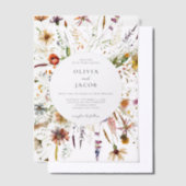 Minimalistische Boho Wildflower Bloemen Bruiloft Vellum Uitnodigingen (Offset)