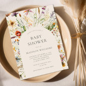Minimalistische Boho Wildflower Floral Baby shower Kaart