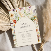 Minimalistische Boho Wildflower Floral Baby shower Kaart