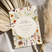 Minimalistische Boho Wildflower Floral Baby shower Kaart