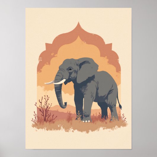 Minimalistische Boho Wise Elephant Abstracte muurk Poster (Voorkant)