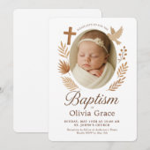 minimalistische boho witte doop uitnodiging (Voorkant / Achterkant)