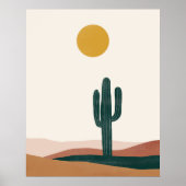 Minimalistische Boho Woestijn Cactus Zon Muurkunst Poster (Voorkant)