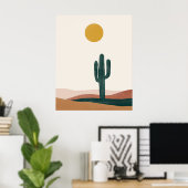 Minimalistische Boho Woestijn Cactus Zon Muurkunst Poster (Thuiskantoor)