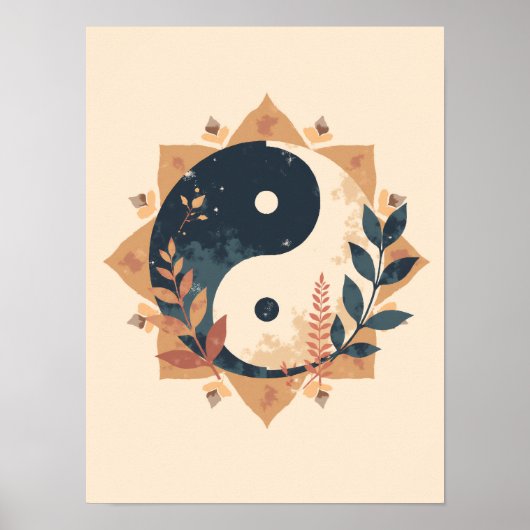 Minimalistische Boho Yin-Yang Wall Art Poster (Voorkant)