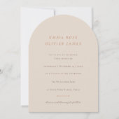 Minimalistische Boho Zand Koper Script Trouw Kaart (Voorkant)