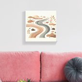 Minimalistische Boho Zen Landschap - Abstract Rivi Canvas Afdruk (Insitu (Woonkamer))