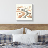 Minimalistische Boho Zen Landschap - Abstract Rivi Canvas Afdruk (Insitu (Slaapkamer))