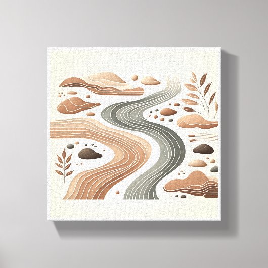 Minimalistische Boho Zen Landschap - Abstract Rivi Canvas Afdruk (Voorkant)