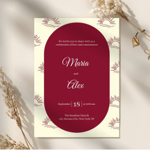 Minimalistische Boho Zon Burgundy Trouwboog Kaart