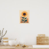 Minimalistische Boho zonnebloem Poster (Keuken)