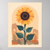 Minimalistische Boho zonnebloem Poster (Voorkant)