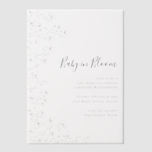 Minimalistische Boho Zwart Wit Bloemen Art Baby sh Vellum Uitnodigingen