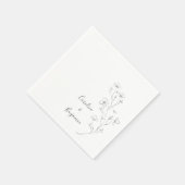 Minimalistische Boho Zwart Wit Botanische Bruiloft Servet (Hoek)