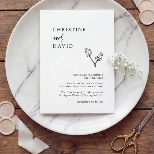 Minimalistische Boho zwart-wit trouwkaart Kaart