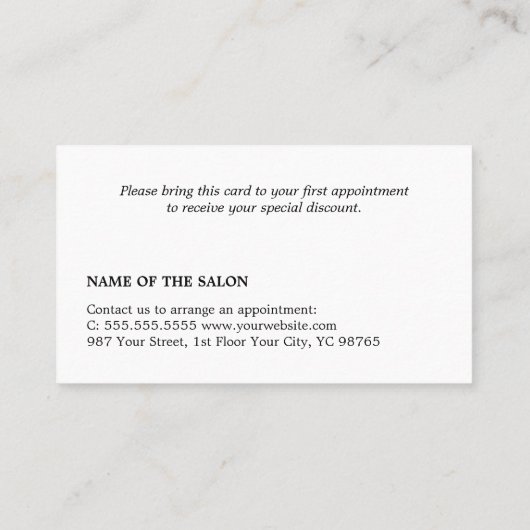 Minimalistische Bold Black Faux Zilveren Salon Cou Kortingskaartje (Achterkant)