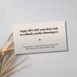 Minimalistische Bold Black Faux Zilveren Salon Cou Kortingskaartje