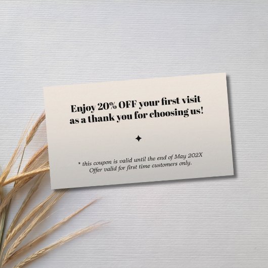 Minimalistische Bold Black Faux Zilveren Salon Cou Kortingskaartje