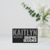 Minimalistische Bold Black White Typografie Visitekaartje (Staand voorkant)