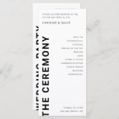 Minimalistische 'Bold letters White Wedding'-progr Programmakaart (Voorkant / Achterkant)