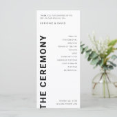 Minimalistische 'Bold letters White Wedding'-progr Programmakaart (Staand voorkant)