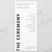 Minimalistische 'Bold letters White Wedding'-progr Programmakaart (Voorkant)
