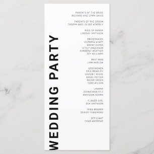 Minimalistische 'Bold letters White Wedding'-progr Programmakaart