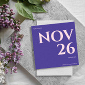 Minimalistische Bold Paarse Blush Wedding Save the Aankondiging