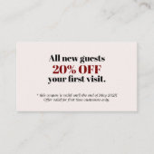 Minimalistische Bold Pastel Red Black Salon Coupon (Voorkant)