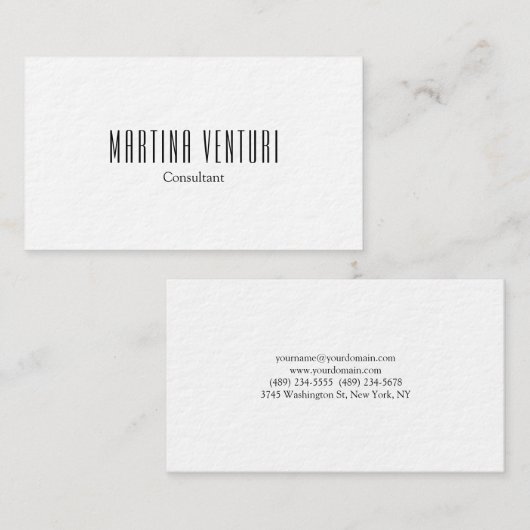 Minimalistische Bold Professionele Plain Zwart Wit Visitekaartje (Voorkant / Achterkant)