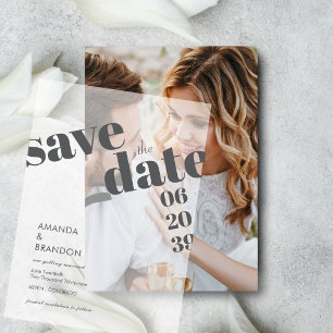 Minimalistische Bold Script Wedding Sla de datum o Vellum Uitnodigingen