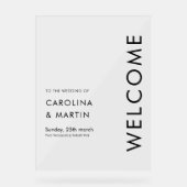 Minimalistische Bold Script Wedding Welkom Acryl Bord (Voorkant)