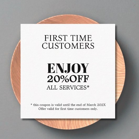 Minimalistische Bold Zwart Wit Salon Eerste keer Kortingskaartje