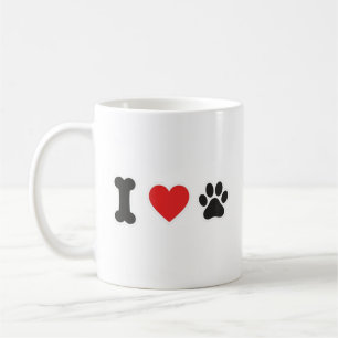 Minimalistische Bone Heart Paw I Love My Dog Mok
