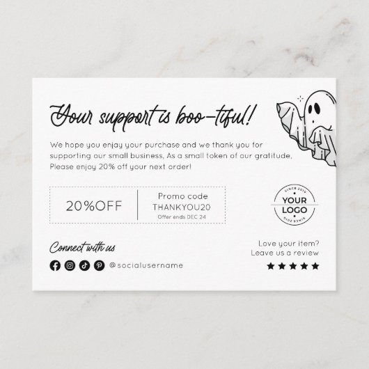 Minimalistische Boo-tiful Halloween Spooky Bedankt (Voorkant)