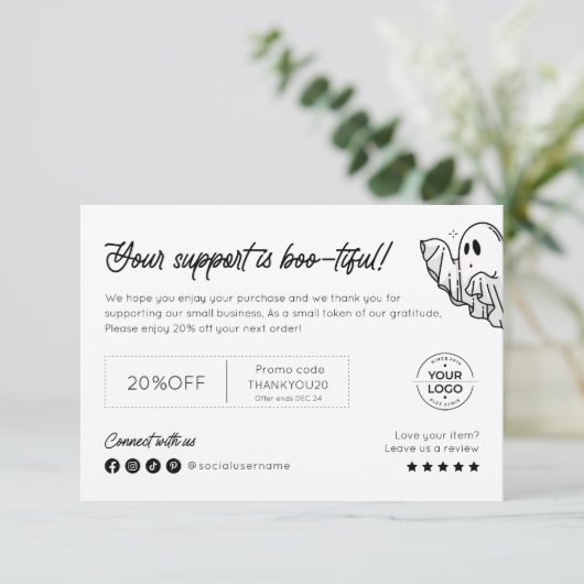 Minimalistische Boo-tiful Halloween Spooky Bedankt (Staand voorkant)