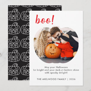 Minimalistische Boo typografische familie Hallowee Feestdagenkaart