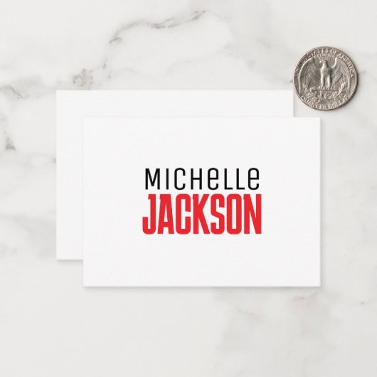 Minimalistische boodschap over de moderne Jouw naa Notitiekaartje (Voorkant / Achterkant in situ)