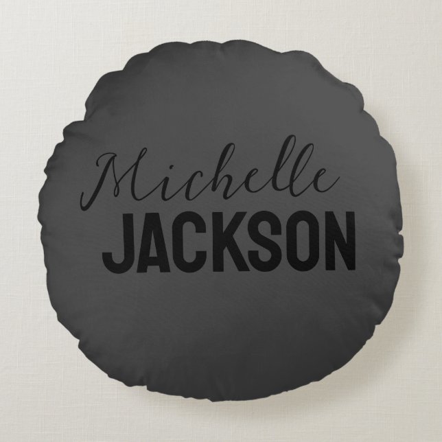 Minimalistische boodschap over de moderne Jouw naa Rond Kussen (Voorkant)