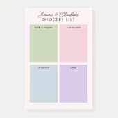 Minimalistische boodschappenlijst met kleurorganis post-it® notes (Voorkant)