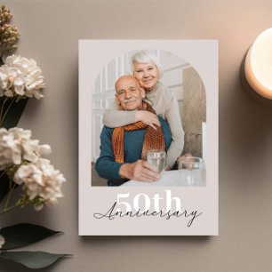 Minimalistische boog beige 50ste trouwdag kaart